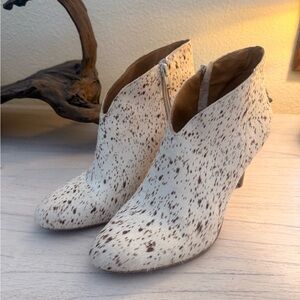 Lucky Brand White and Brown Animal Print Ankle Booties